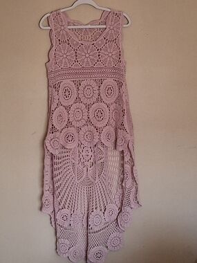 Adora Pink Crochet Tank Dress